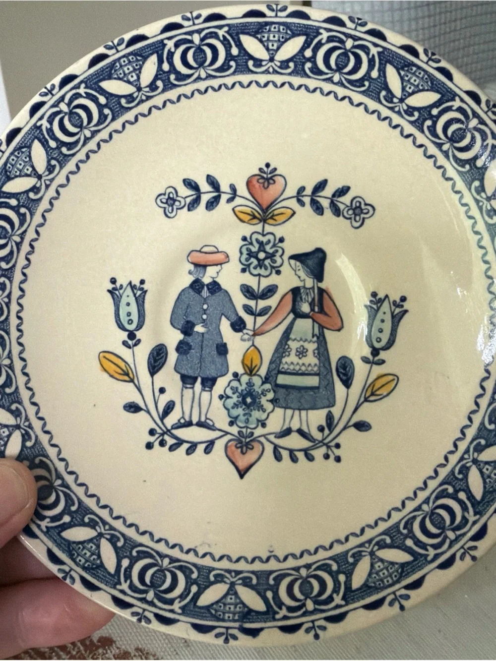 Johnson Brothers Vintage Hearts and flowers ironstone Teacup with Saucer
